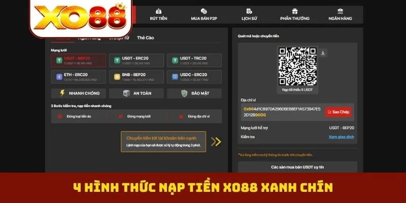 4 hình thức nạp tiền XO88 xanh chín
