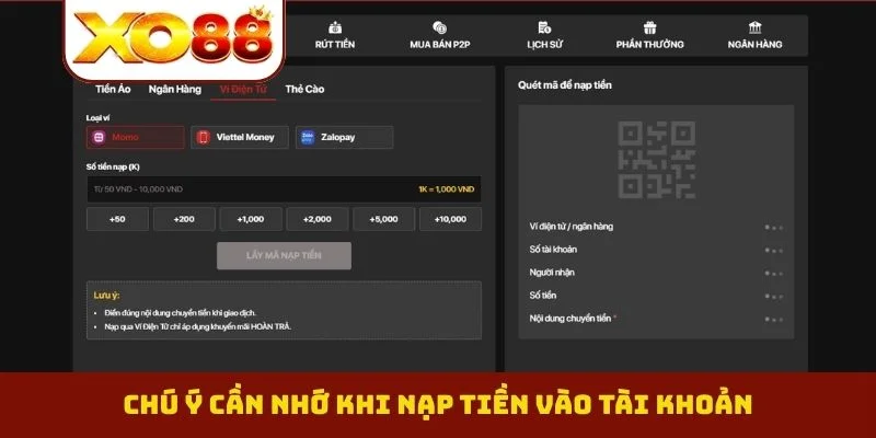 Chú ý cần nhớ khi nạp tiền vào tài khoản