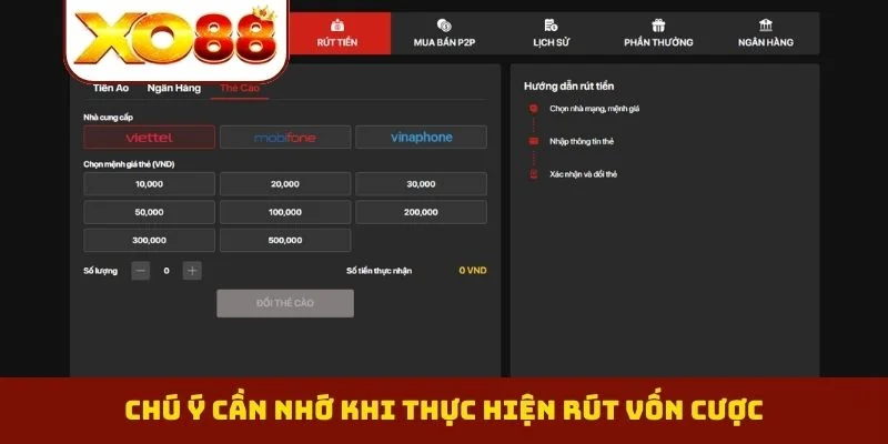 Rút tiền xo88 3 Chú ý cần nhớ khi thực hiện rút vốn cược